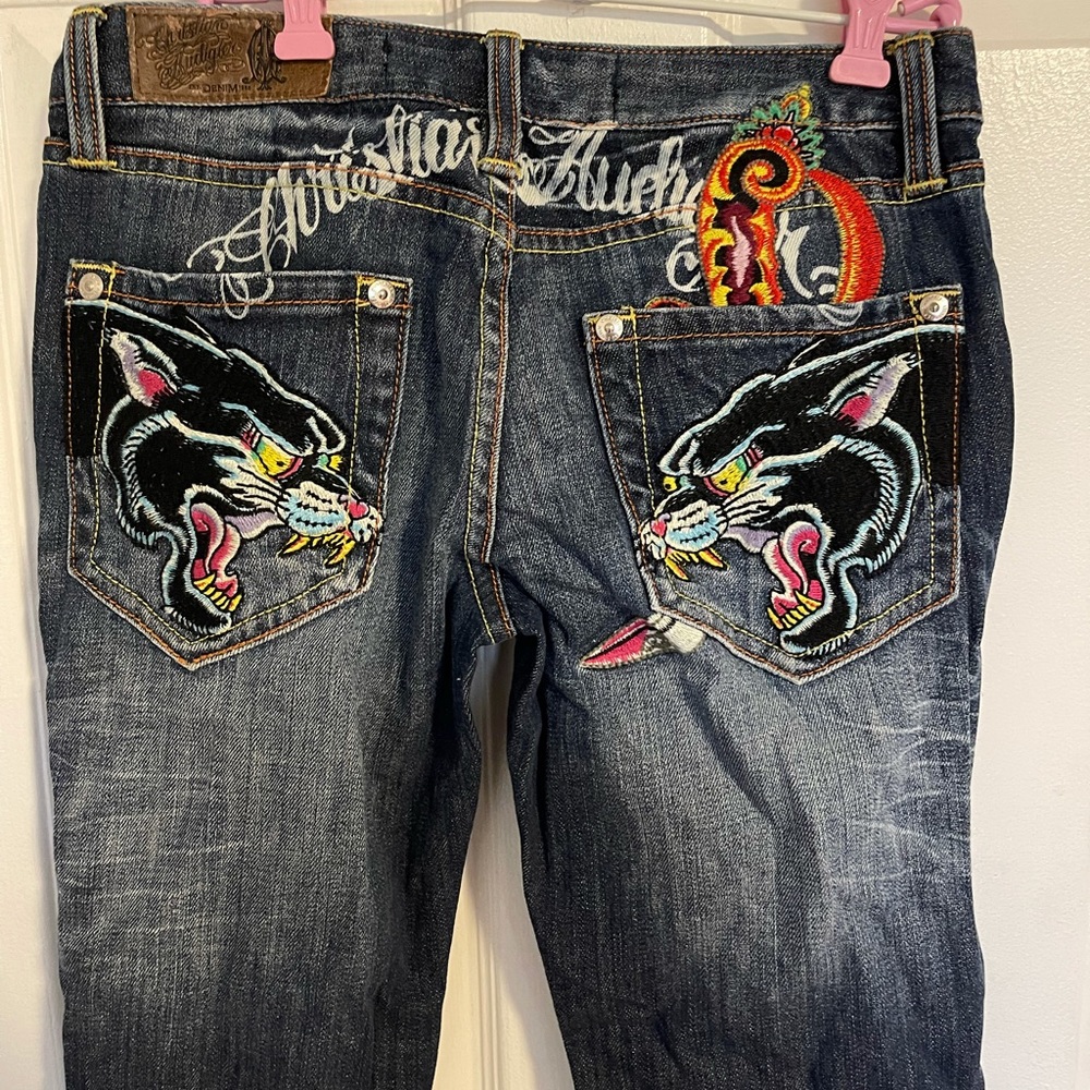 Christian Audigier jeans with detailed embroidery